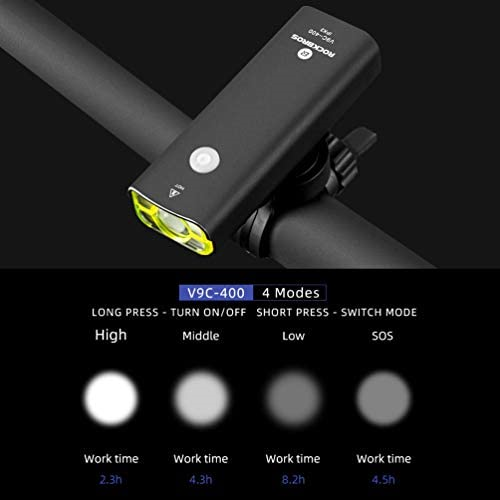 Rockbros - BICYCLE HEADLIGHT 400 Lumens USB Rechargeable  - Waterproof
