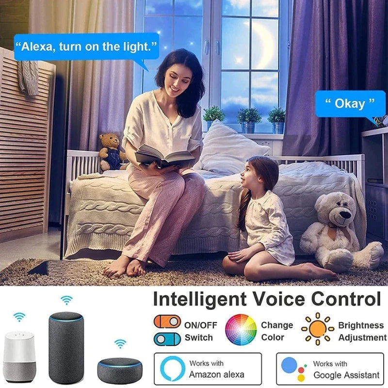 Tuya Wifi Smart Ceiling Light Led Bulb RGBCW 24W Dimmable Light Smart Life Remote Control Works With Alexa Google Home