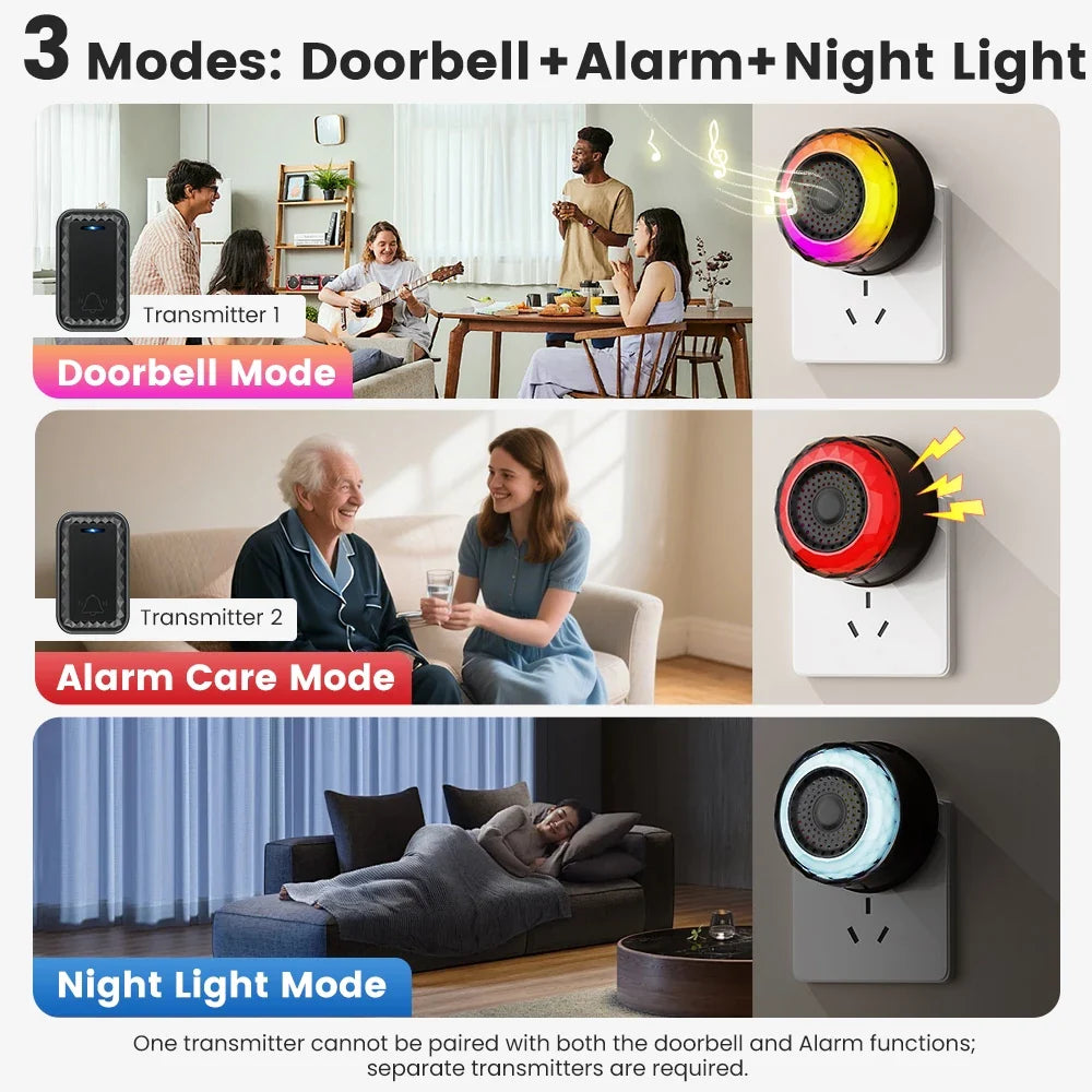 SMATRUL WIRELESS DOOR BELL - (1 BUTTON / 3 RECEIVERS) - WHITE