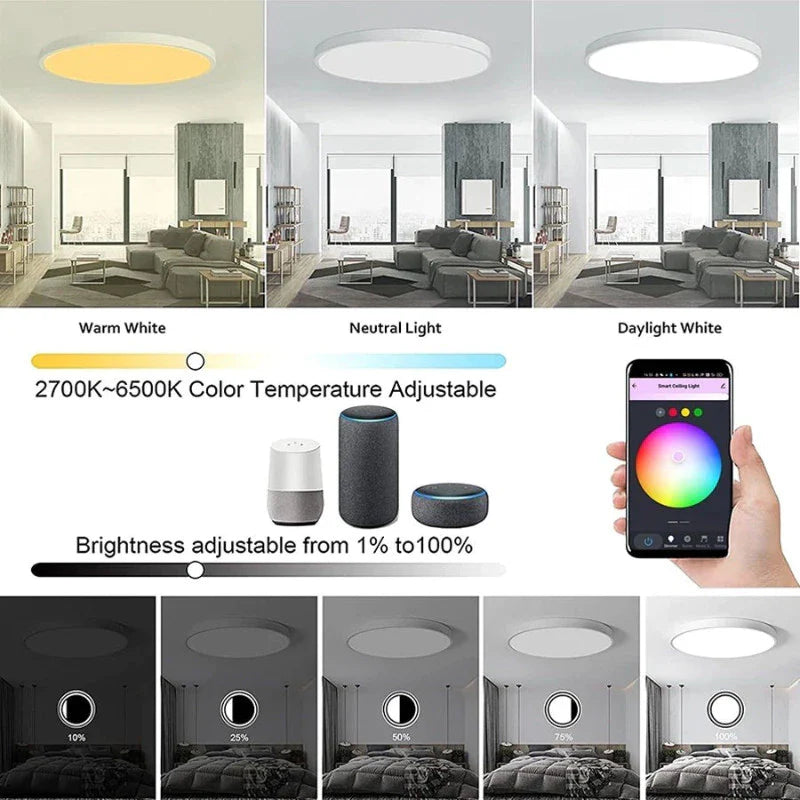 Tuya Wifi Smart Ceiling Light Led Bulb RGBCW 24W Dimmable Light Smart Life Remote Control Works With Alexa Google Home