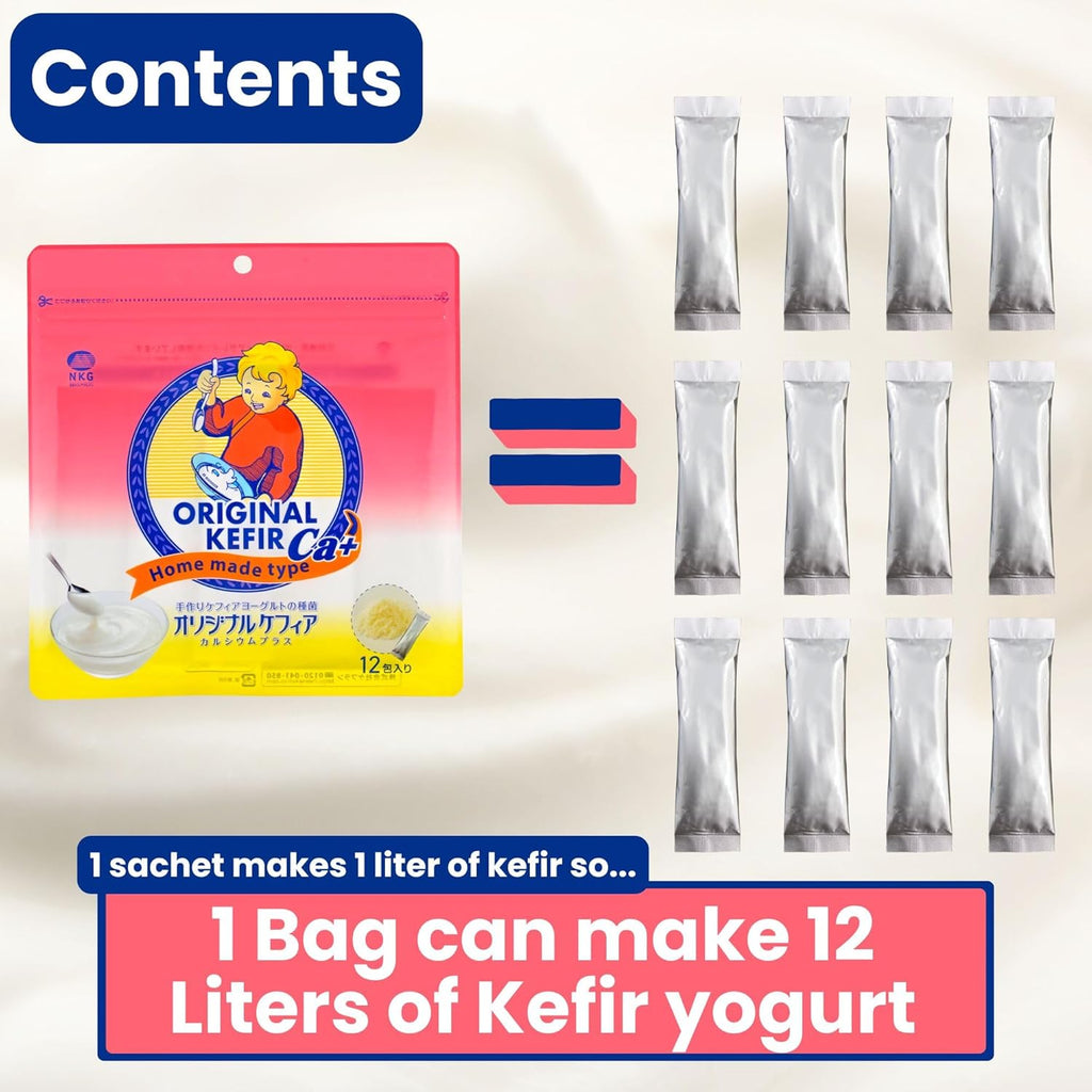 Japanese + Calcium Original Kefir Starter Culture 12 sachet in 1 pouch (Yogurt-Style) 1 sachet makes 1L
