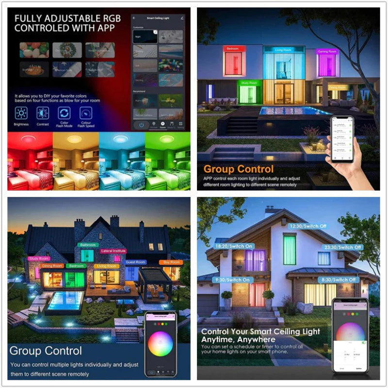 Tuya Wi-fi Smart Ceiling Light LED Bulb RGBCW 24W Dimmable Light Smart Life Works With Alexa Google Home