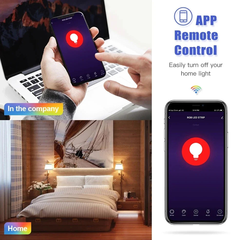 Tuya Bluetooth 5.0 Smart Light Bulb 9W E27 Wireless Smart Life APP Control Dimming RGB+CW+WW LED Color Changing Light Support Bluetooth Remote Control