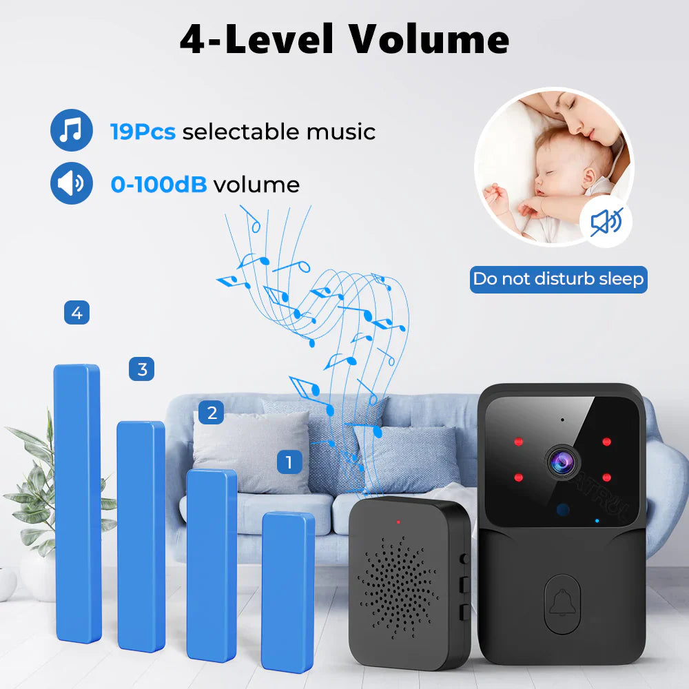SMARTRUL TUYA Wireless Intelligent Wi-Fi Doorbell  (Outdoor) High-Definition Camera - BLACK 1/2