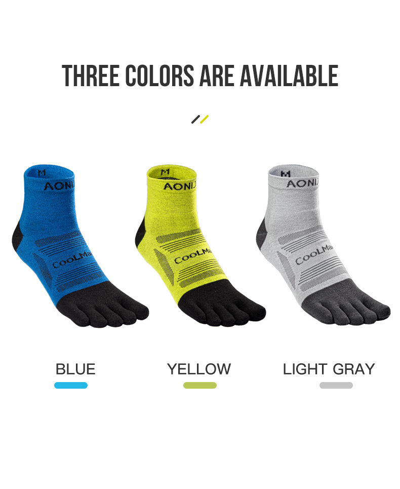 Aonijie E4840 Mid-length Running TOE SOCKS 3 Pairs Breathable - SMALL