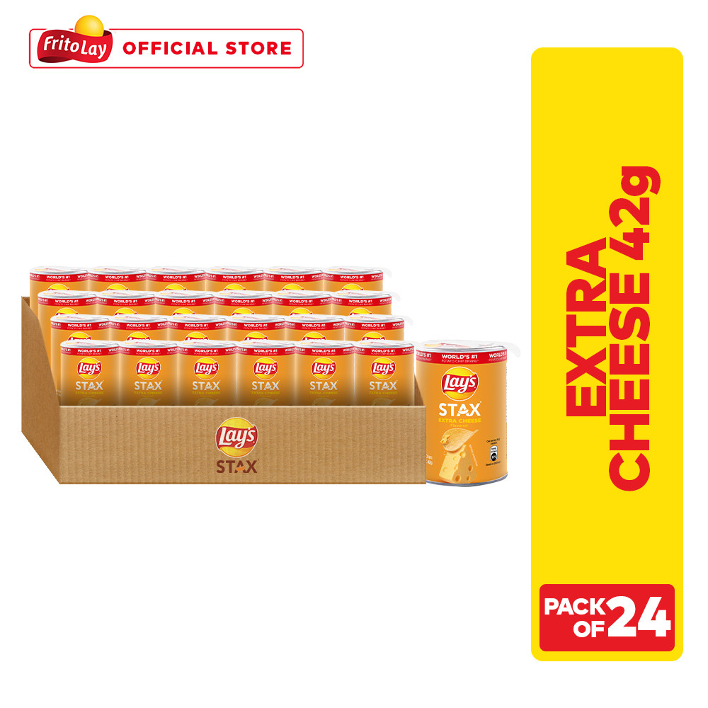 1 CASE - Lays Stax Extra Cheese Potato Chips 42g x 24