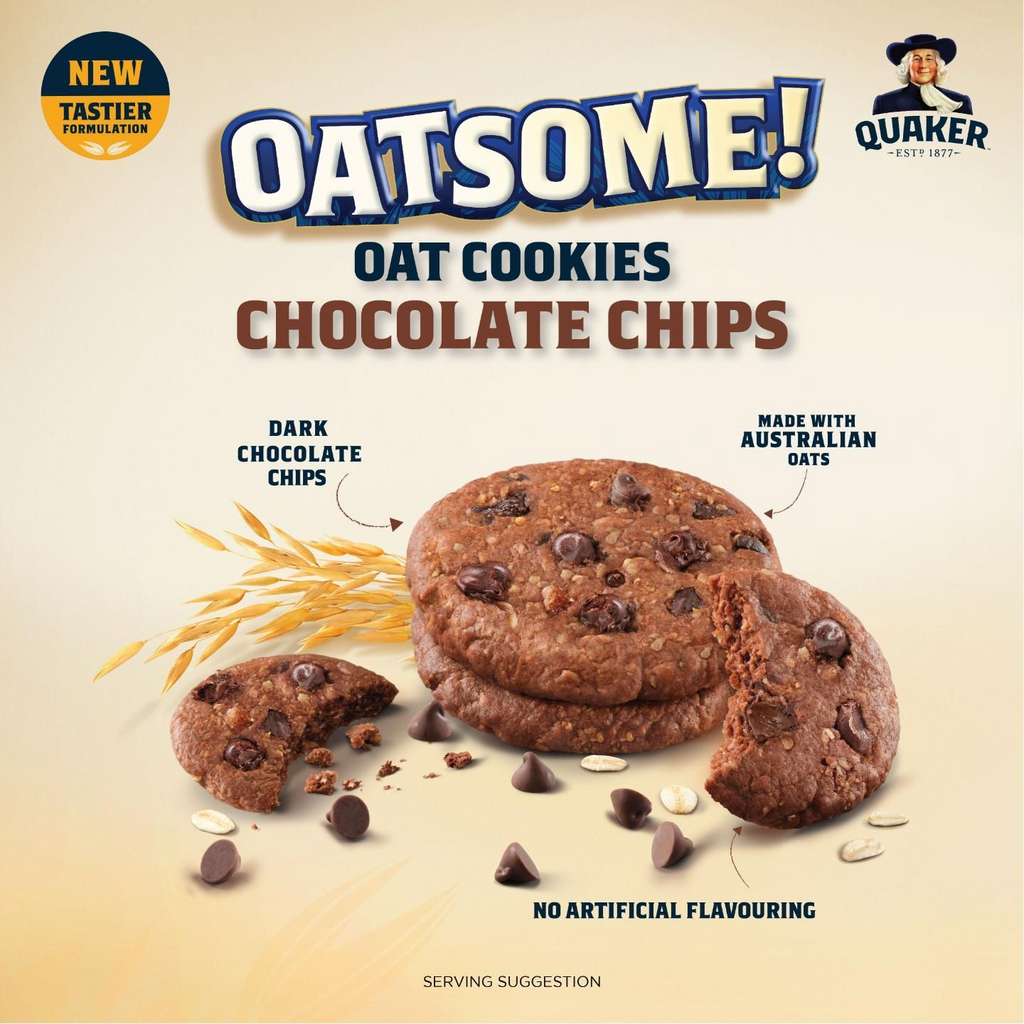 1 CASE - Quaker Oat Cookies Chocolate Chips 6s/150g x 50