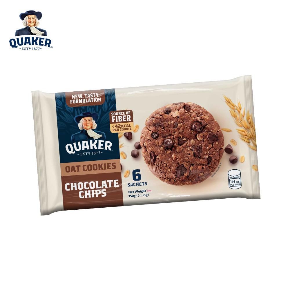1 CASE - Quaker Oat Cookies Chocolate Chips 6s/150g x 50