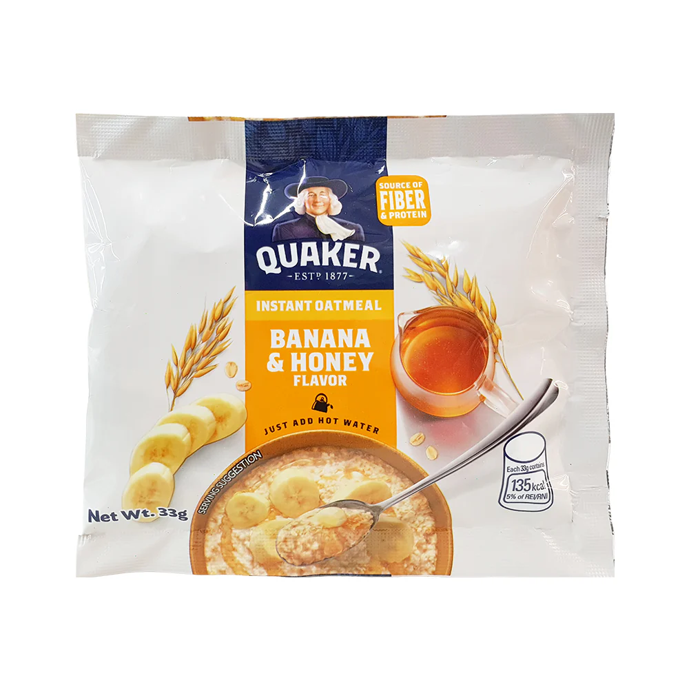 1 CASE - Quaker Banana & Honey Flavored Oats (33g x 12) 10 Boxes
