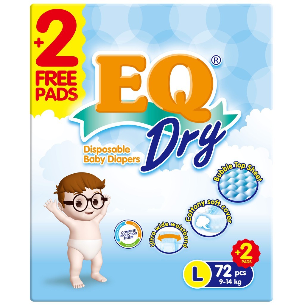 EQ Dry Mega Pack 9-14kg above 72pcs - Large