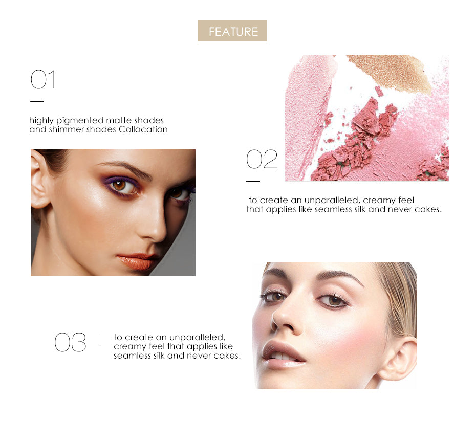Focallure 3 Color Blusher & Highlighter Palette - 3# - FA26 - Water and Smudge Proof