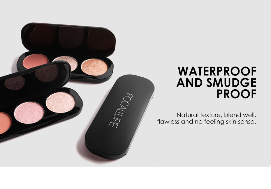 Focallure 3 Color Blusher & Highlighter Palette - 3# - FA26 - Water and Smudge Proof
