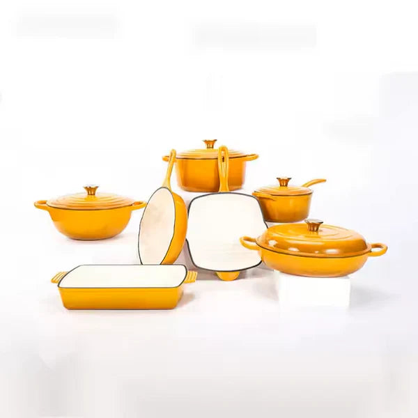 Happiness YELLOW ENAMEL CAST IRON KITCHENWARE PAN- 39cm