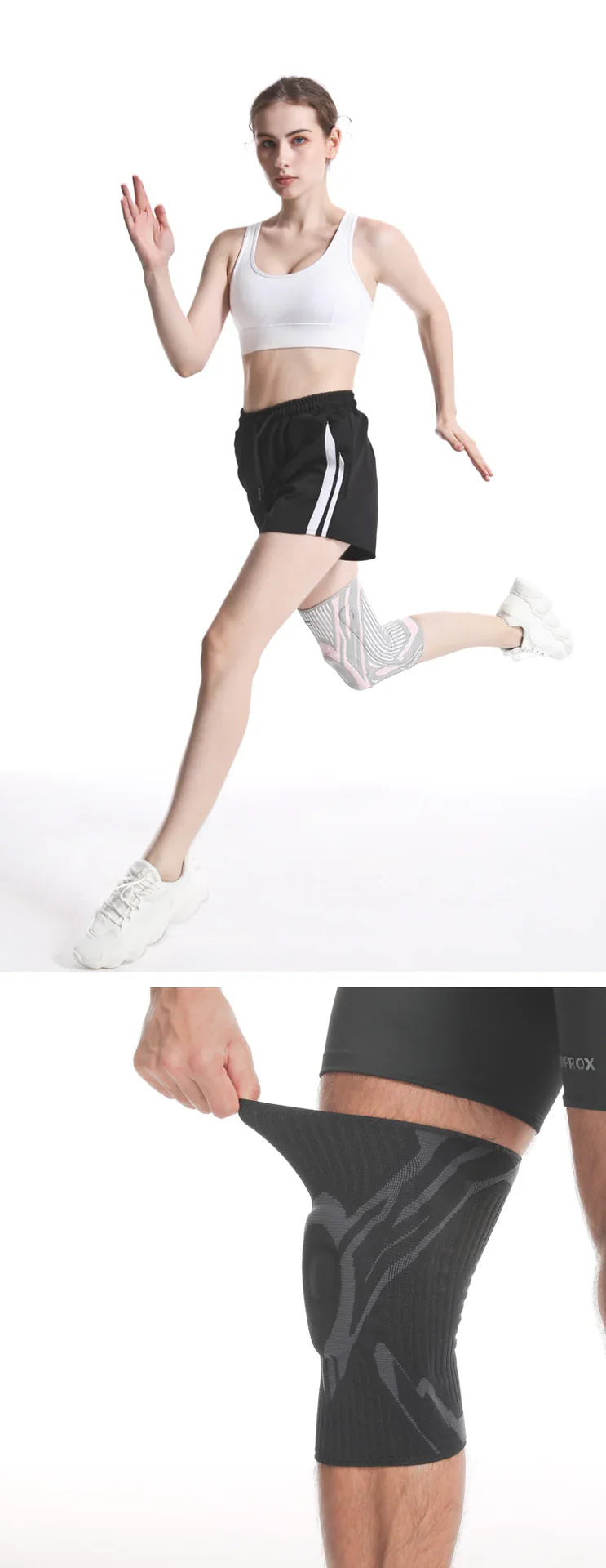 Aolikes 7730 Shock Absorption Knitted Knee Pads - Black