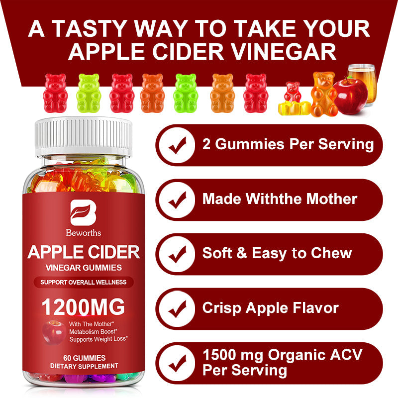 Beworths APPLE CIDER VINEGAR GUMMIES 1200mg - 10 pcs
