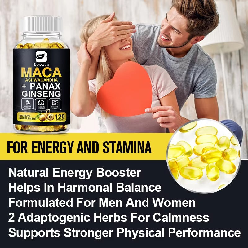 Beworths Maca Root Capsules with Ashgwanda Dietary Herbal Supplements