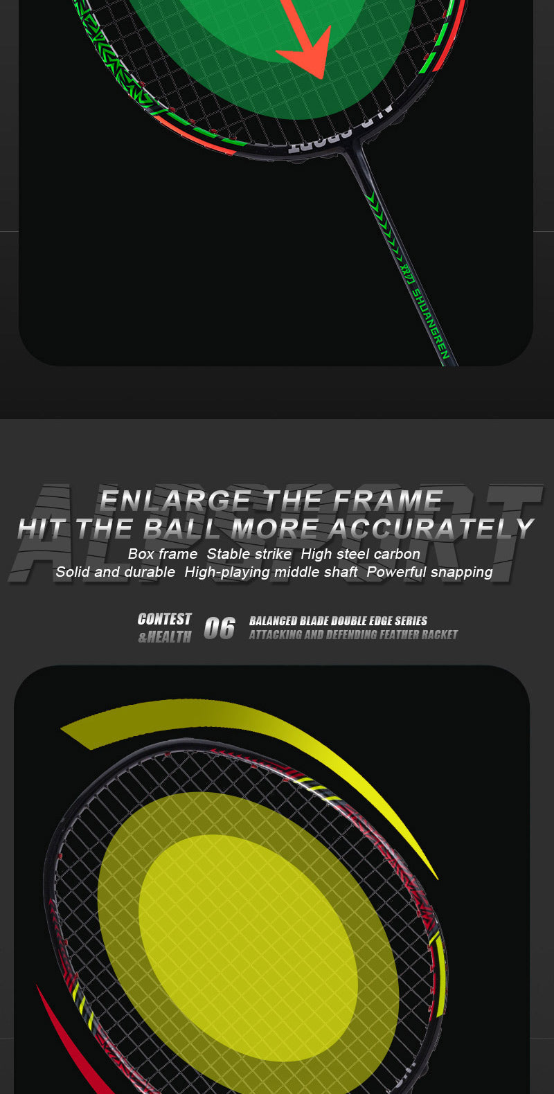 Alp Cyberpunk Racket ALP SPORT 1pc SR - ALP SR Double-Edged 100% Full Carbon Fiber Badminto ...