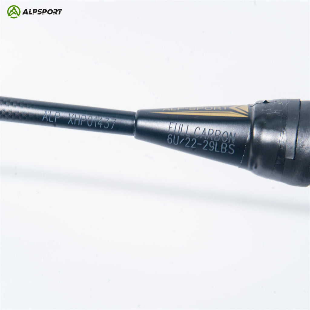 ALP SPORT 1pc BLACK XHP - ALP XHP 6U G4 Carbon Fiber Badminton Racket Flexible & Lightweight With Grips Full Carbon Rackets- Black