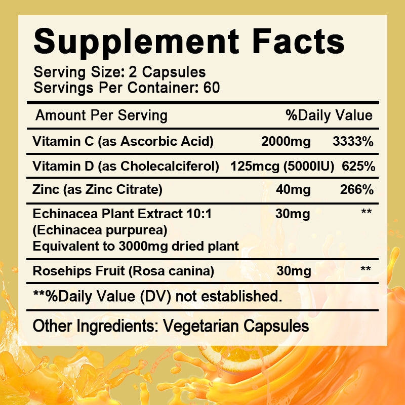Beworths 100MG VITAMIN C CAPSULES WITH ZINC + D3 - 30 pcs