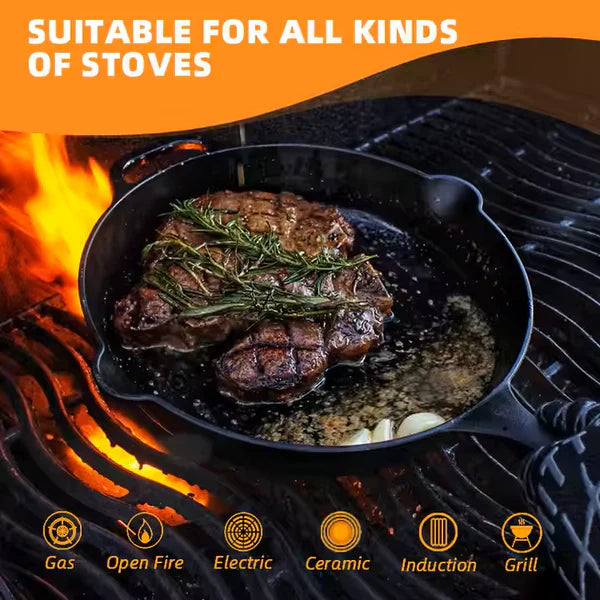 Happiness CAST IRON SKILLET FRYING PAN - 30cm