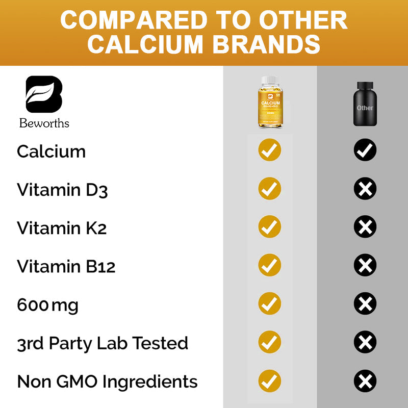 Beworths CALCIUM 600MG WITH D3, K2, B12 - 60 pcs