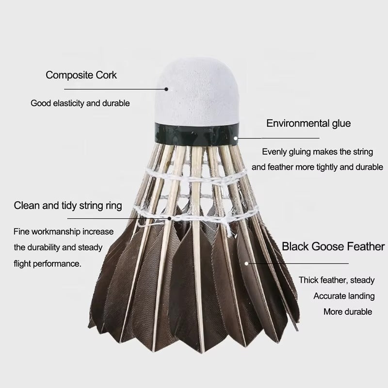 ALPSPORT 806 12pcs/Tube BLACK Goose Feather Shuttlecocks