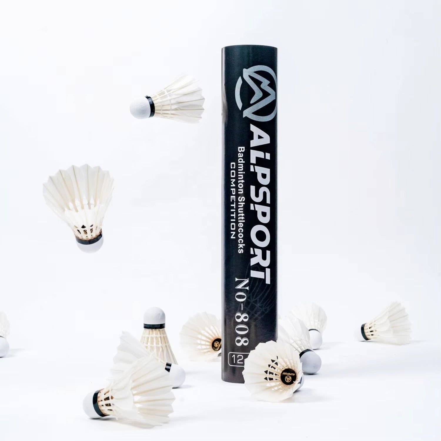 ALPSPORT 808 12pcs/Tube WHITE Goose Feather Shuttlecocks