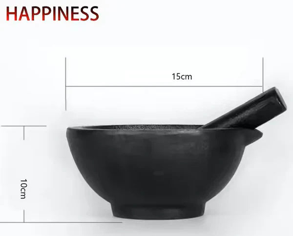 Happiness CAST IRON MORTAR and PESTLE