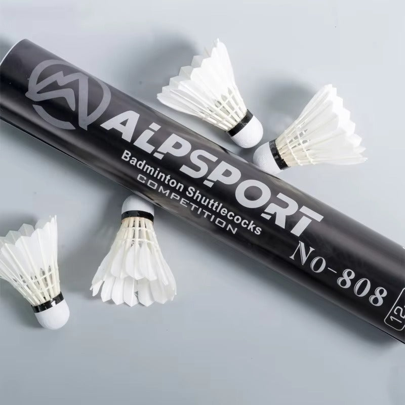 ALPSPORT 808 12pcs/Tube WHITE Goose Feather Shuttlecocks