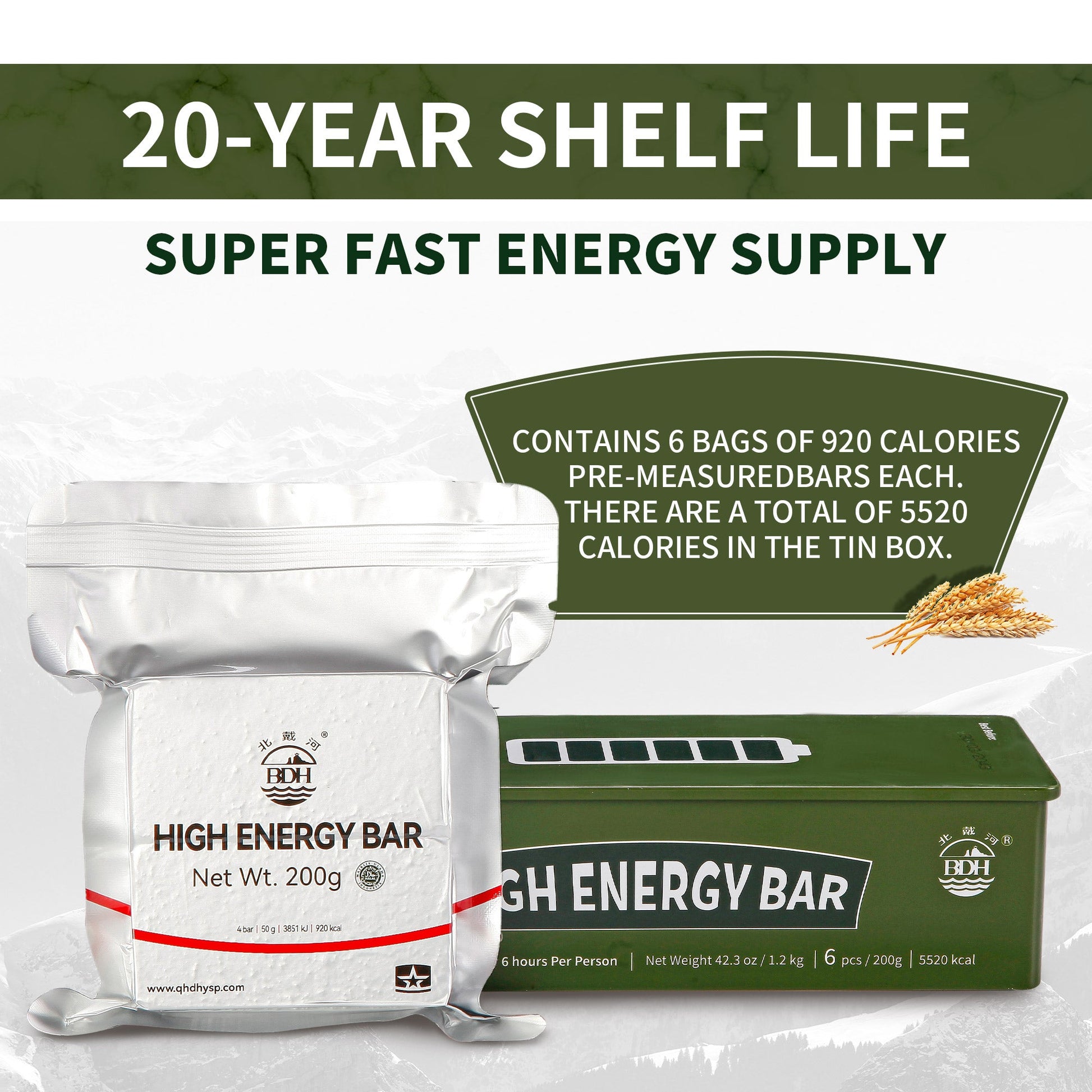 1 TIN - High Energy Bar 200g x 6pcs - Exp. Date August 2043