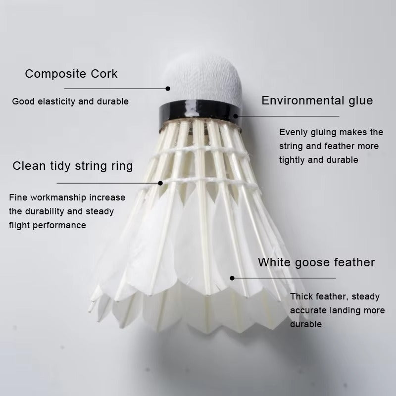 ALPSPORT 808 12pcs/Tube WHITE Goose Feather Shuttlecocks