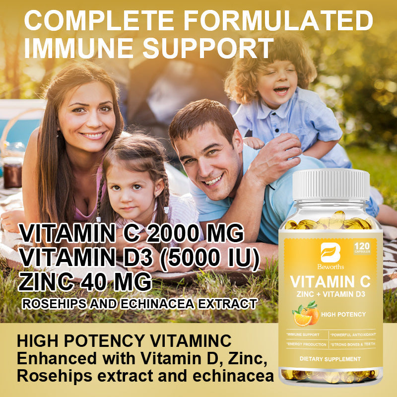 Beworths 100MG VITAMIN C CAPSULES WITH ZINC + D3 - 30 pcs