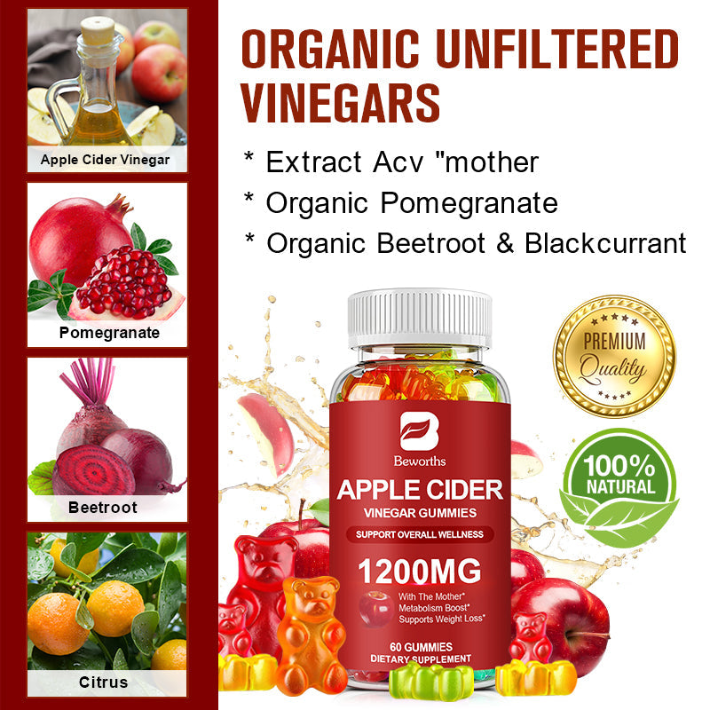 Beworths APPLE CIDER VINEGAR GUMMIES 1200mg - 10 pcs