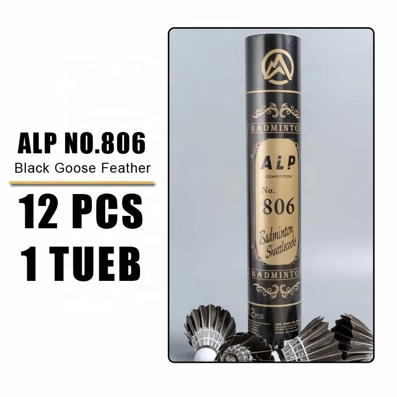 ALPSPORT 806 12pcs/Tube BLACK Goose Feather Shuttlecocks