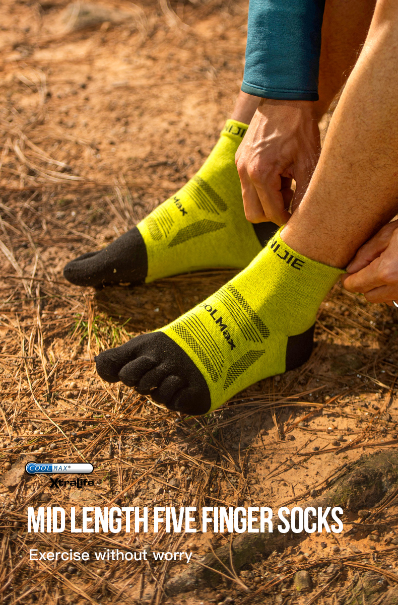 Aonijie E4840 Mid-length Running TOE SOCKS 3 Pairs Breathable - SMALL