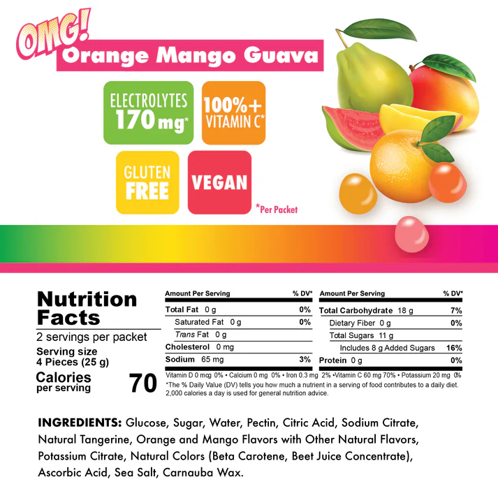 BonkBreaker OMG Energy Chews - Orange, Mango, and Guava - 1pack
