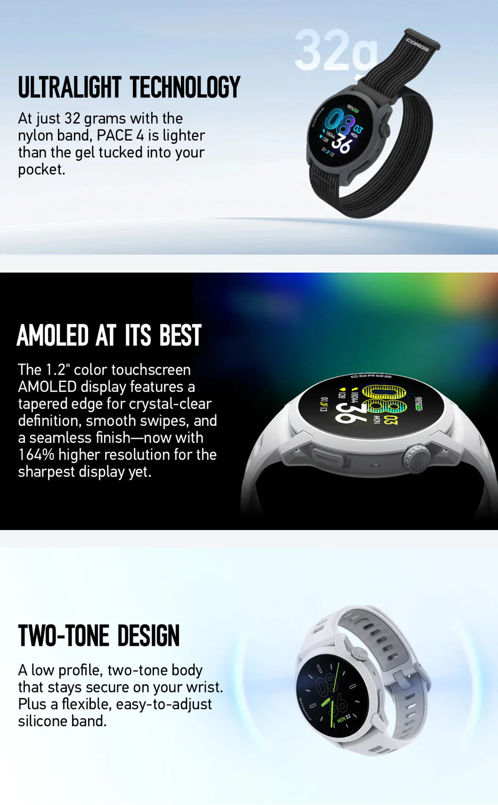COROS PACE 4 the Ultralight Amoled GPS Sport Watch