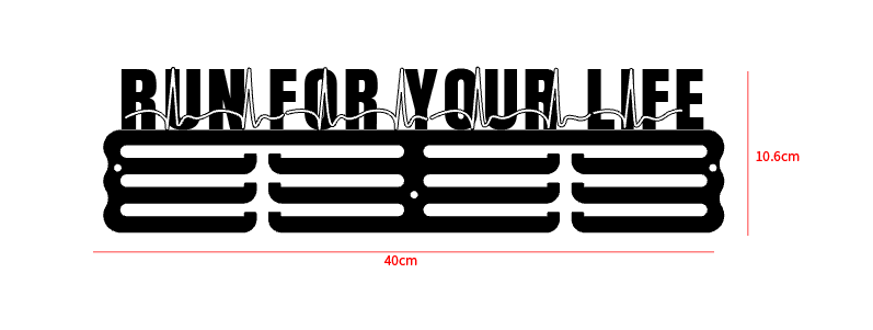 Segoi RUN FOR YOUR LIFE Medal Hanger (Metal) - very strong and beautiful display of medals