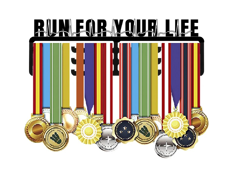 Segoi RUN FOR YOUR LIFE Medal Hanger (Metal) - very strong and beautiful display of medals