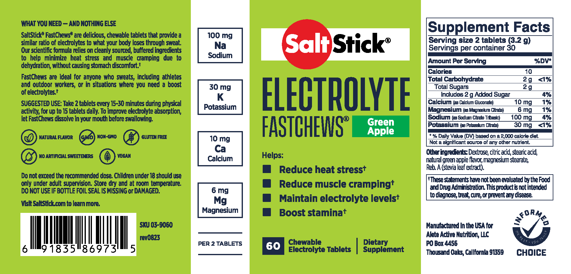 Saltstick Electrolyte Green Apple Fastchews - packet 10ct