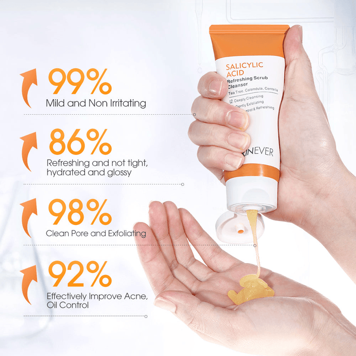 SKINEVER - SALICYLIC ACID REFRESHING SCRUB CLEANSER 75ml - Deep Cleansing Exfoliating Cleanser