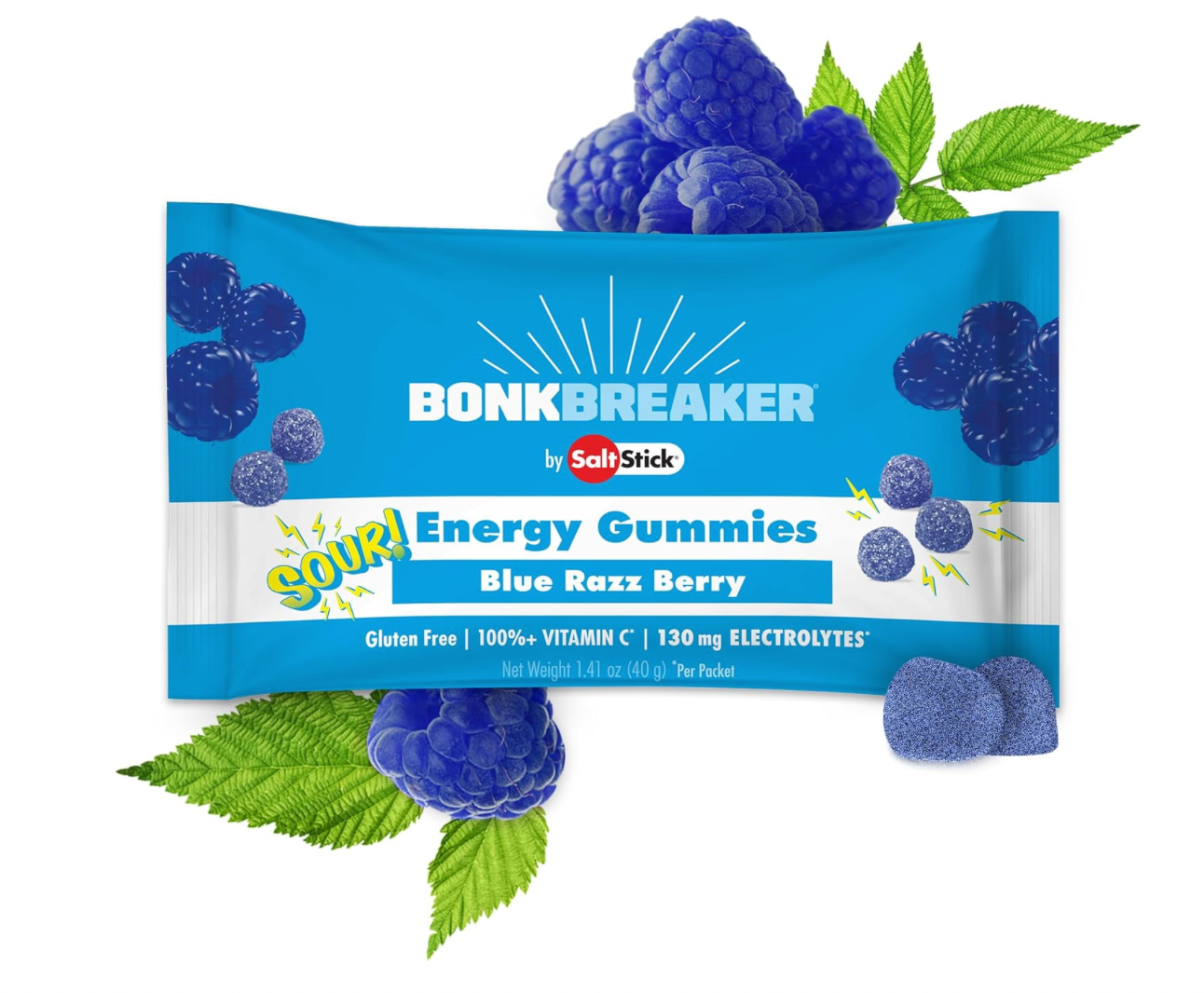 BonkBreaker Electrolytes Energy Chews 8ct. Packet - Sour Blue Razz Berry