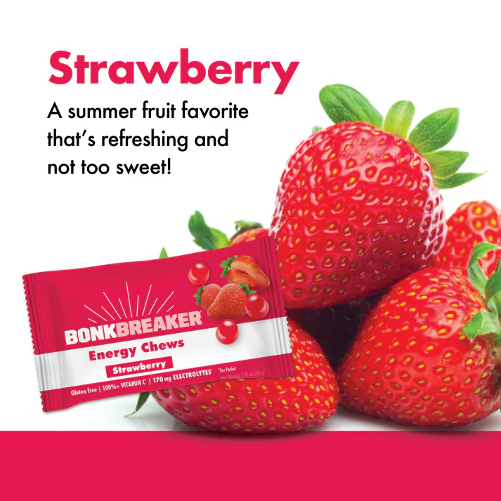BonkBreaker Electrolytes STRAWBERRY W/ CAFFEINE Energy Chews - 8ct. Packet