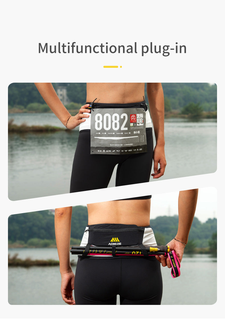 Aonijie Running Belt W8121 WAIST BELT - BLACK WHITE