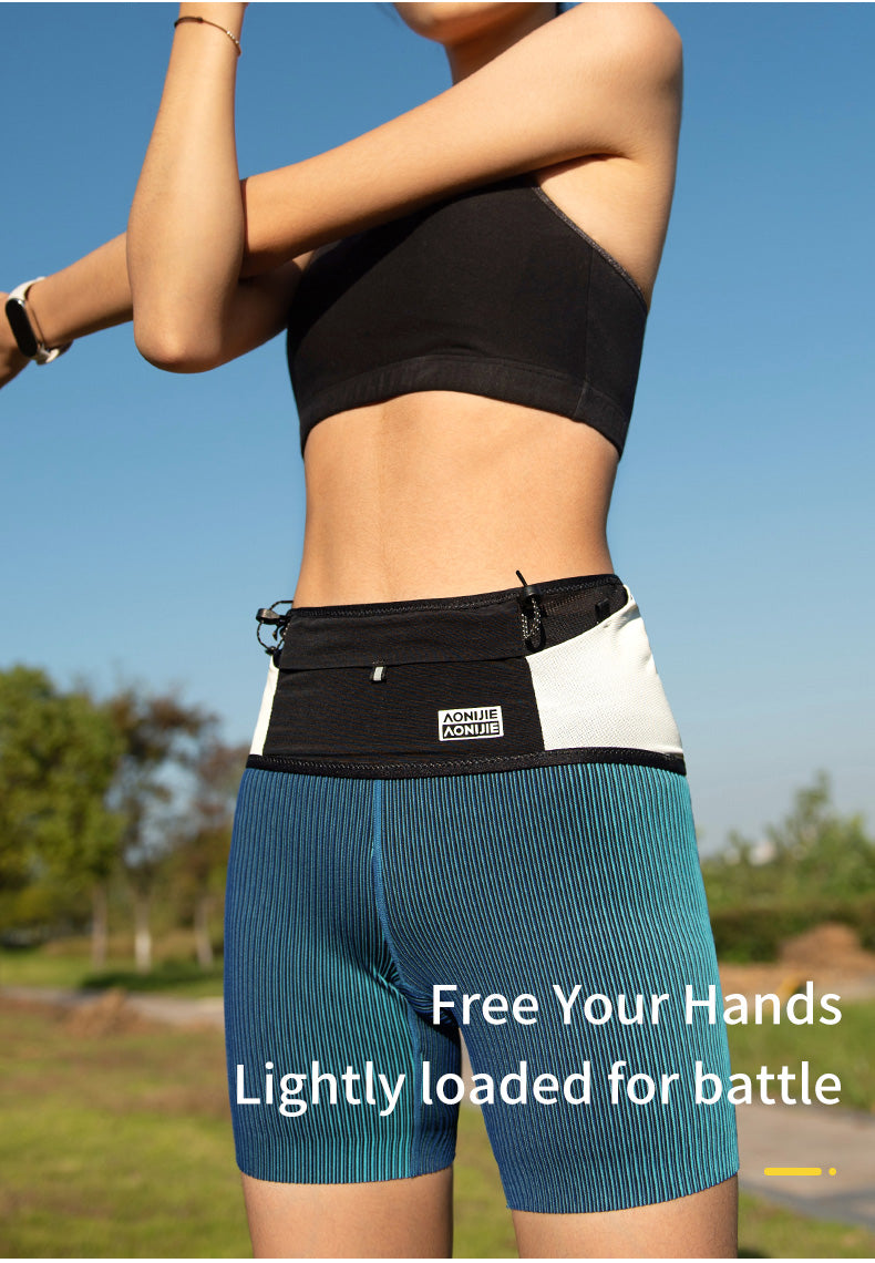 Aonijie Running Belt W8121 WAIST BELT - BLACK WHITE