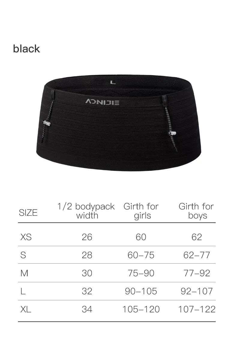Aonijie Sports Waist bag with Bib Number Holder W8116-BLACK