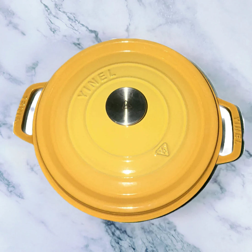 Happiness ENAMEL CAST IRON POT - Yellow