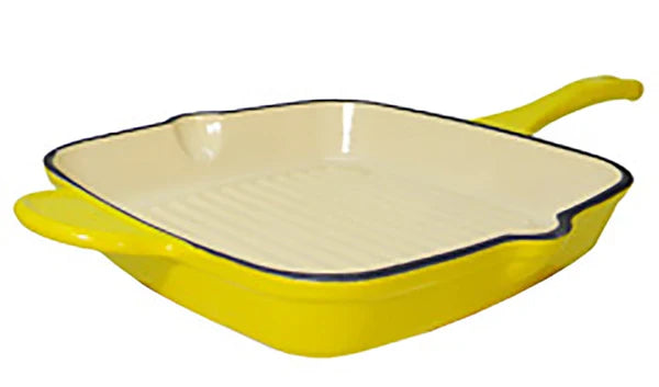 Happiness ENAMEL CAST IRON GRILL PAN- Yellow