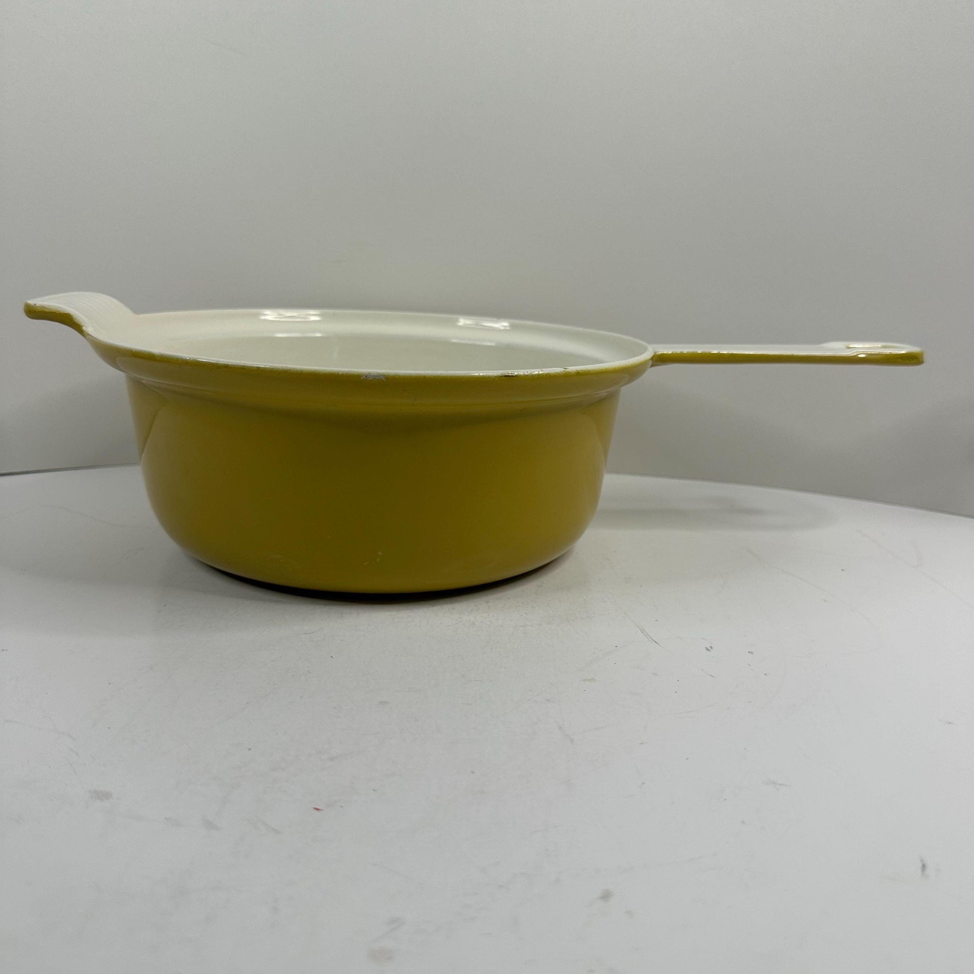 Happiness YELLOW ENAMELED CAST IRON SAUTE/SAUCE PAN - 37 x 19 x 9cm / 3.1kg