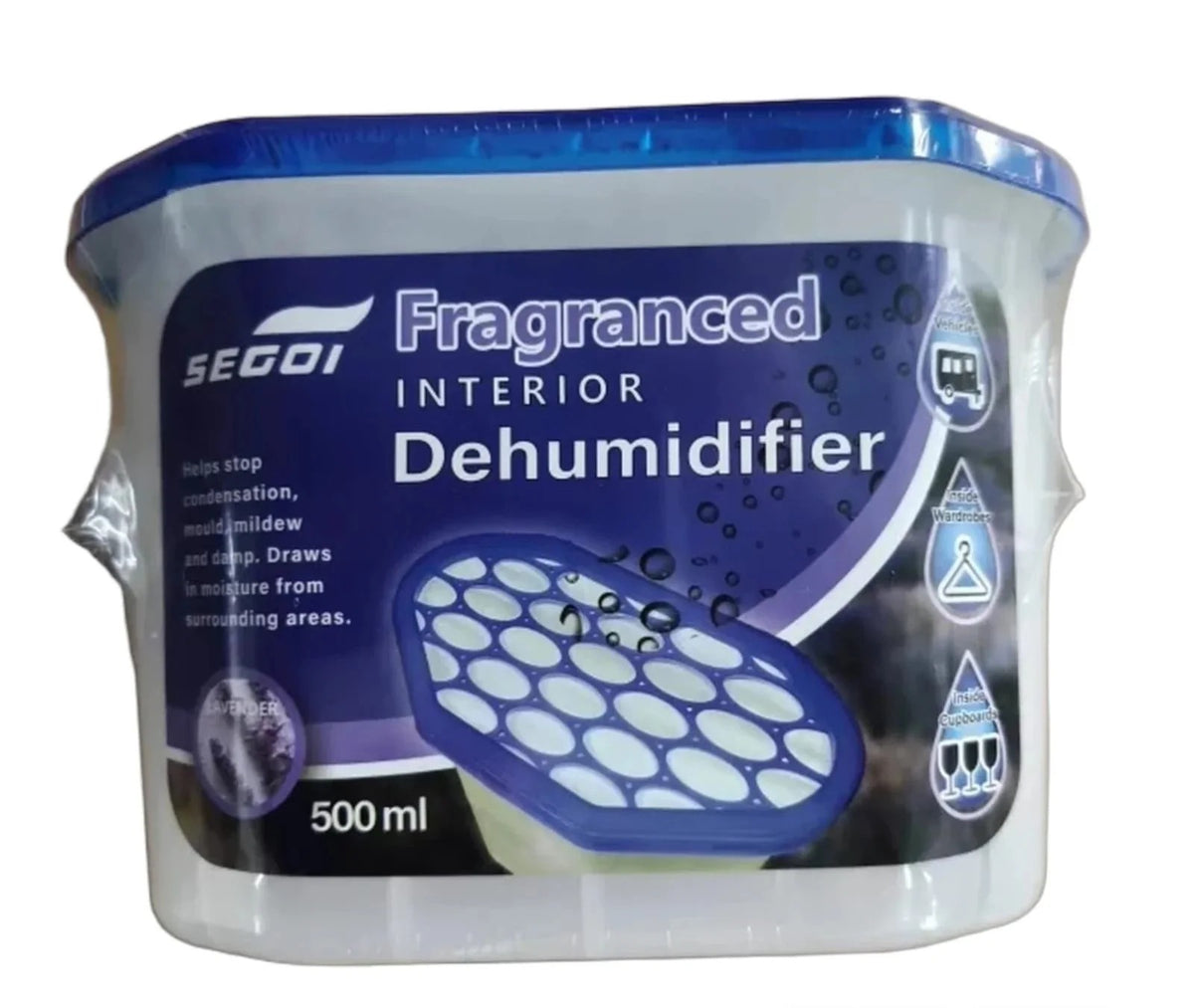 Segoi Fragranced DEHUMIDIFIER 500ml Lavender Scent - Absorbs moisture